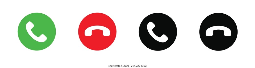 Anrufsymbole annehmen und ablehnen. Telefon, Telefonanruf, Kontaktsymbol. Vektorgrafik