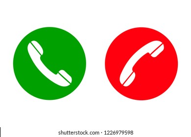 Accept & Decline call phone icon. Answer and decline phone call buttons, green and red – stock vector