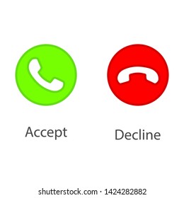 Accept & Decline Call Phone Icon. Answer And Decline Phone Call Buttons, Green And Red