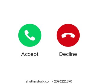 Accept and Decline Call Phone Icon. Answer and Reject Button Sign Symbol Vector