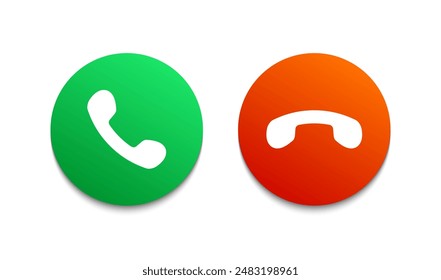 Aceptar Declinar Iconos De Botón De Degradado De Llamada De Teléfono Con Ilustración vectorial De Sombra