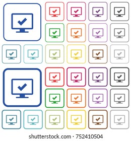 Accept display settings color flat icons in rounded square frames. Thin and thick versions included.