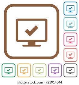 Accept display settings simple icons in color rounded square frames on white background