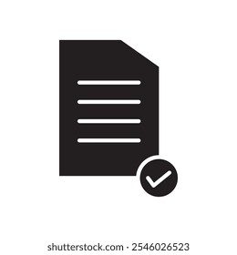 Ícone Aceitar documento sinal de vetor em preto-e-branco