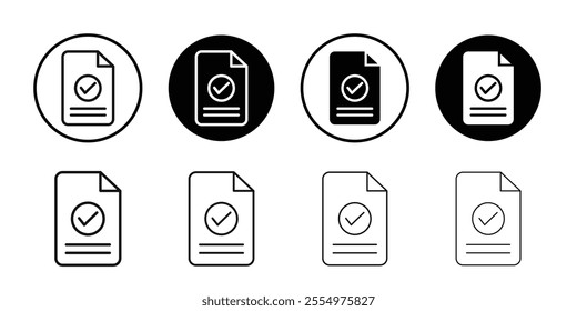 Accept document icon Black and white outline vector