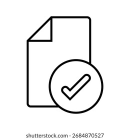 Dokumentsymbol akzeptieren. Dokumentsymbol auf weißem Hintergrund. Dokumentvektorsymbol. Illustration einzeln für Grafik- und Webdesign.
