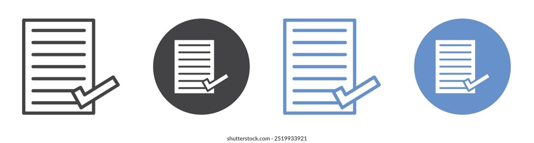 Accept document icon flat line symbol set.