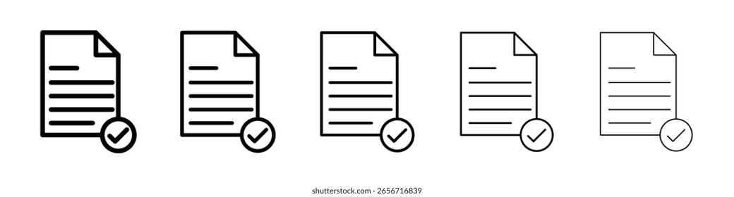 Schwarzer Umriss des Dokumentsymbols oder der Logo-Illustration akzeptieren