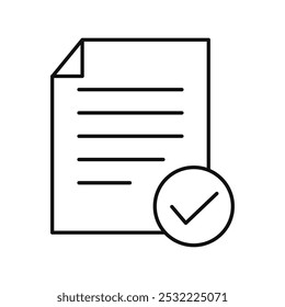 Ícone Aceitar documento. ícone de linha fina simples.