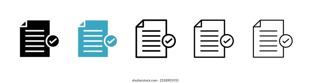 Vektorgrafik-Set für das Symbol des Dokuments akzeptieren