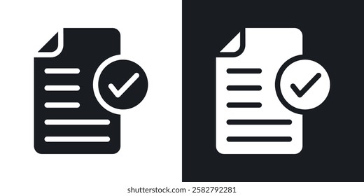 Accept document icons set vectors black and colored style