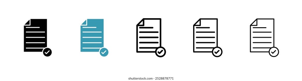 Accept document vector icon set in black and blue colors.