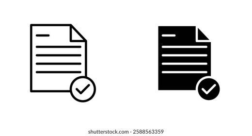 Accept document vectors icons set in filled and strokes on white background