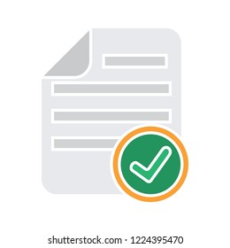 accept file icon. Task completed vector icon illustration isolated on white background - paper approval stamp. Summary mark acceptance. Cv approved. resume, personal file