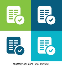 Aceptar juego de iconos mínimo de cuatro colores plano