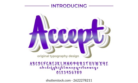 Akzeptieren Schriftart Stilvoller Pinsel gemalt ein Großbuchstaben, Vektorbuchstaben, Alphabet, Schrift