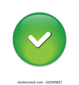 accept green circle glossy web icon on white background.