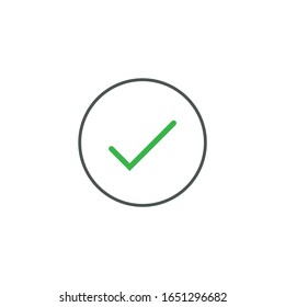Accept icon in circle. Checkmark symbol, check mark icon, verifying concept, agree, agreement, approval symbol. Stock Vector illustration isolated on white background.