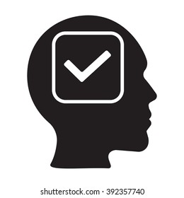 Accept icon with head on the white background
