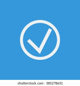 Accept icon, on blue background, white outline, large size symbol