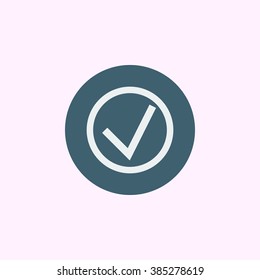 Accept icon, on blue circle background, white outline
