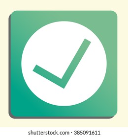 Accept icon, on button style green background, yellow light, shadow