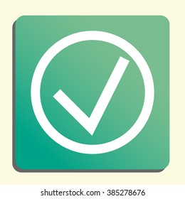 Accept icon, on button style green background, yellow light, shadow