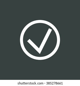 Accept icon, on dark background, white outline, large size symbol