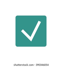 Accept icon, on green rectangle background