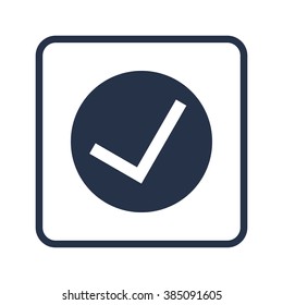 Accept icon, on white background, rounded rectangle border, blue outline