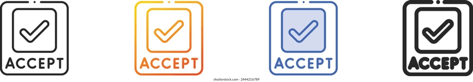 accept icon.Thin Linear, Gradient, Blue Stroke and bold Style Design Isolated On White Background