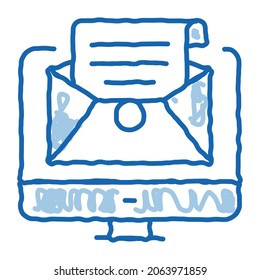 accept incoming mail administrator sketch icon vector. Hand drawn blue doodle line art accept incoming mail administrator sign. isolated symbol illustration