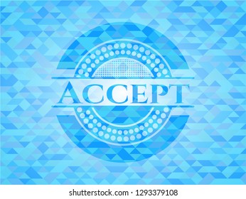 Accept light blue mosaic emblem