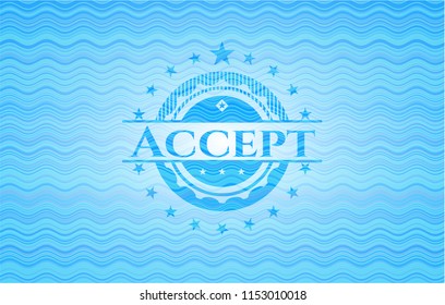 Accept light blue water wave style emblem.