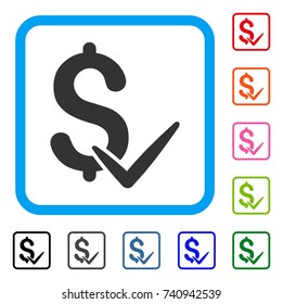 Accept Money icon. Flat grey pictogram symbol inside a light blue rounded squared frame. Black, gray, green, blue, red, orange color variants of Accept Money vector.