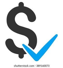 Accept Money vector icon. Style is bicolor flat symbol, blue and gray colors, white background.