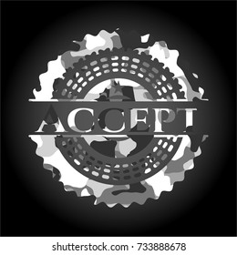 Accept on grey camouflage pattern