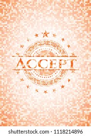 Accept orange mosaic emblem with background