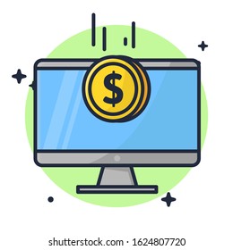 Accept Payment with Computer Premium Icon Vector Illustration