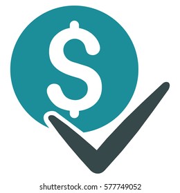 Accept Payment vector pictogram. Illustration style is a flat iconic bicolor soft blue symbol on white background.