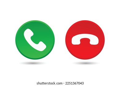 Aceptar llamadas telefónicas y rechazar iconos en los símbolos modernos de botón o respuesta y de llamada final