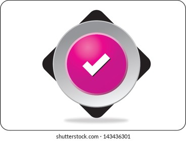 accept pink web icon on white background