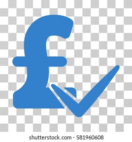 Accept Pound vector pictogram. Illustration style is a flat iconic cobalt symbol on a transparent background.