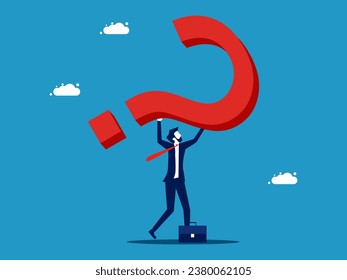 Accept problems and responsibilities. Businessman carrying a question mark