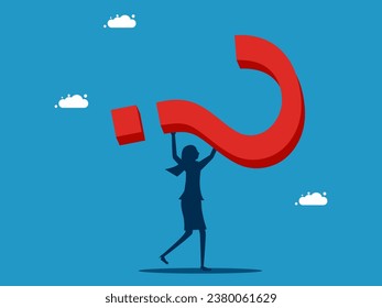 Accept problems and responsibilities. woman carrying a question mark