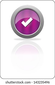 accept purple circle web icon with shadow on white background