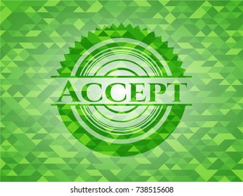 Accept realistic green mosaic emblem Accept realistic green mosaic emblem