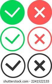 Accept and reject icons. Selection marks.