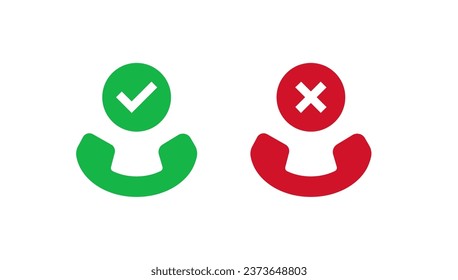 accept or reject mobile phone call buttons vector icon