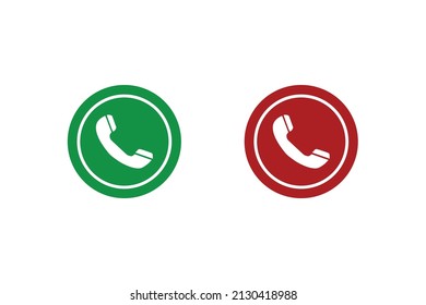 Accept and Reject to pick up phone flat design or Accept and Reject to pick up phone icons. 2 style of accept and reject to pick up phone isolated on white background.